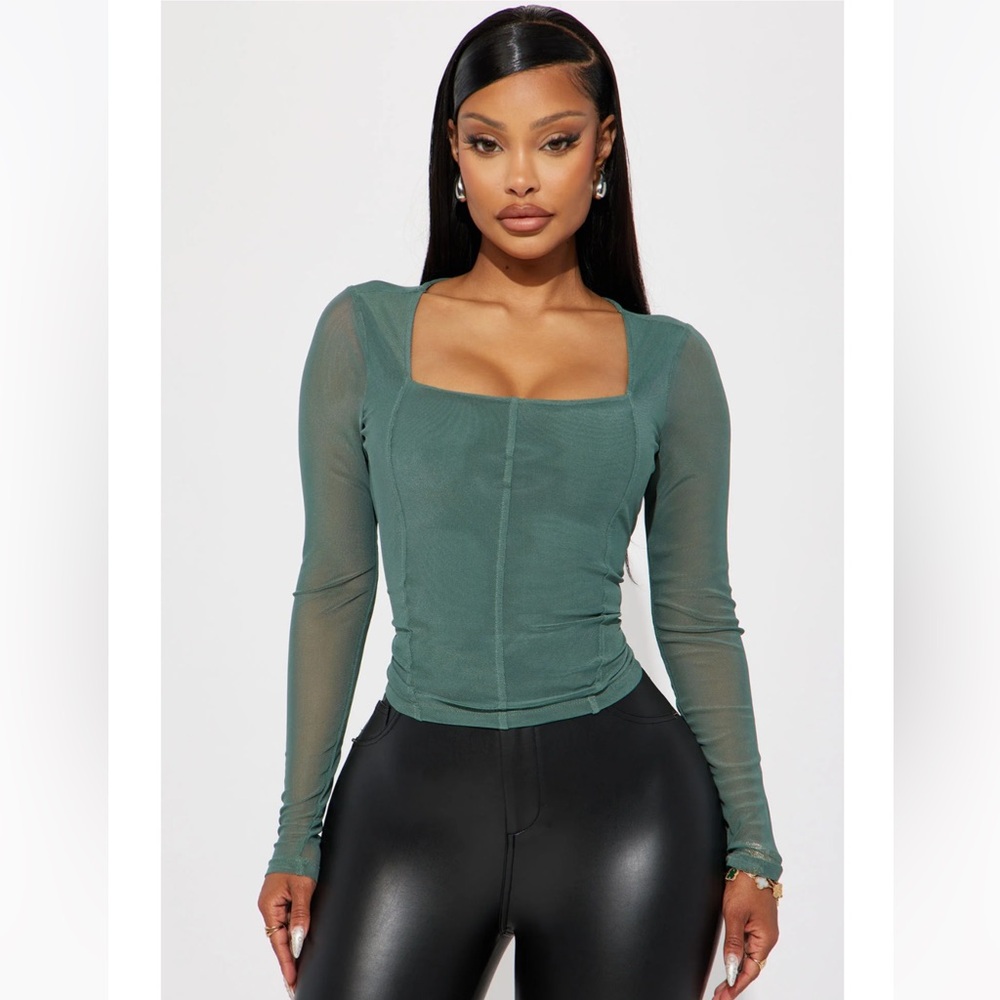 Monroe Mesh Top- Green- XS